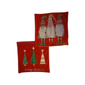 Christmas Pillow Covers Standing Gnomes/Christmas Trees Holiday Decor set #2